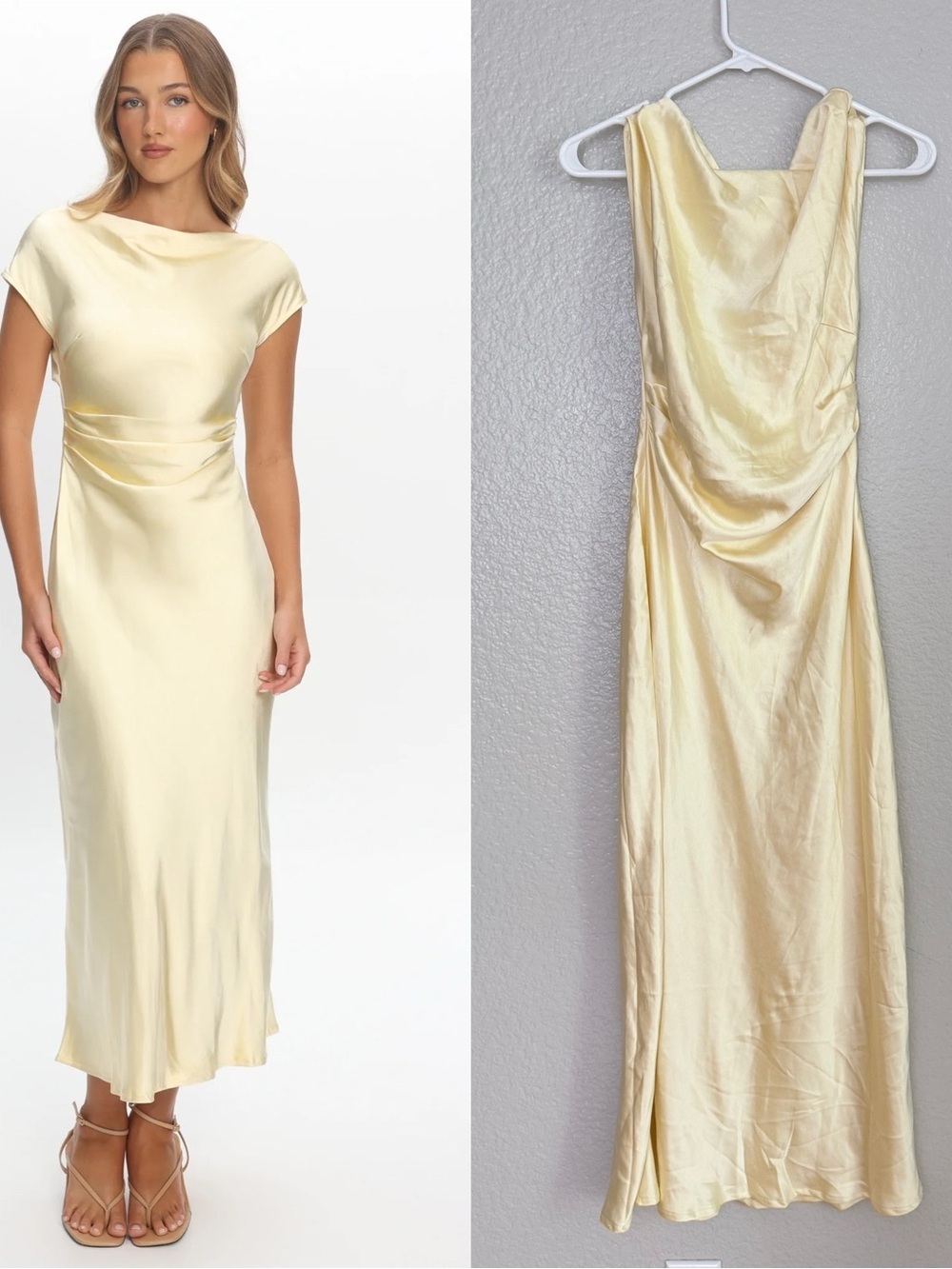 Selfie Leslie Loveland Cap Sleeve Cowl Back Midi Dress Butter
